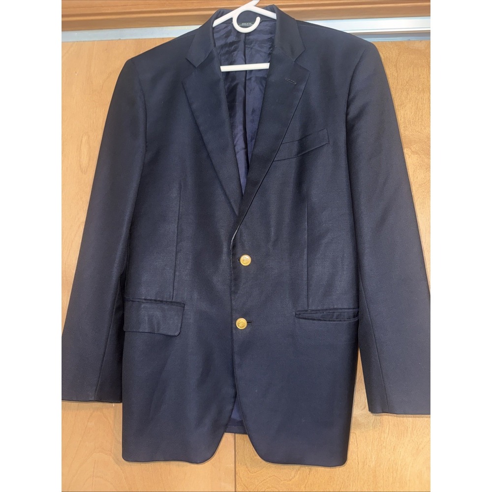 Brooks Brothers Saxxon Wool BlackGold Button Country Club Blazer Sz 39R USA Made